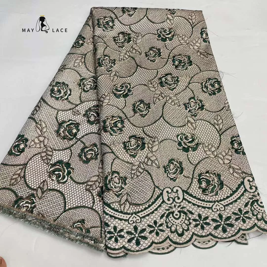 

MAY LACE 5 Yards African Gild Jacquard Brocade Lace Fabric 2023 High Quality Nigerian Embroidery Fabrics For Wedding Party Dress