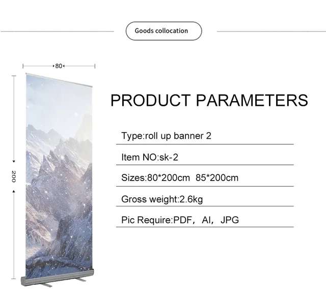 Cartel personalizado de PVC para publicidad, cartel colgante de aluminio  retráctil enrollable, 85x200cm
