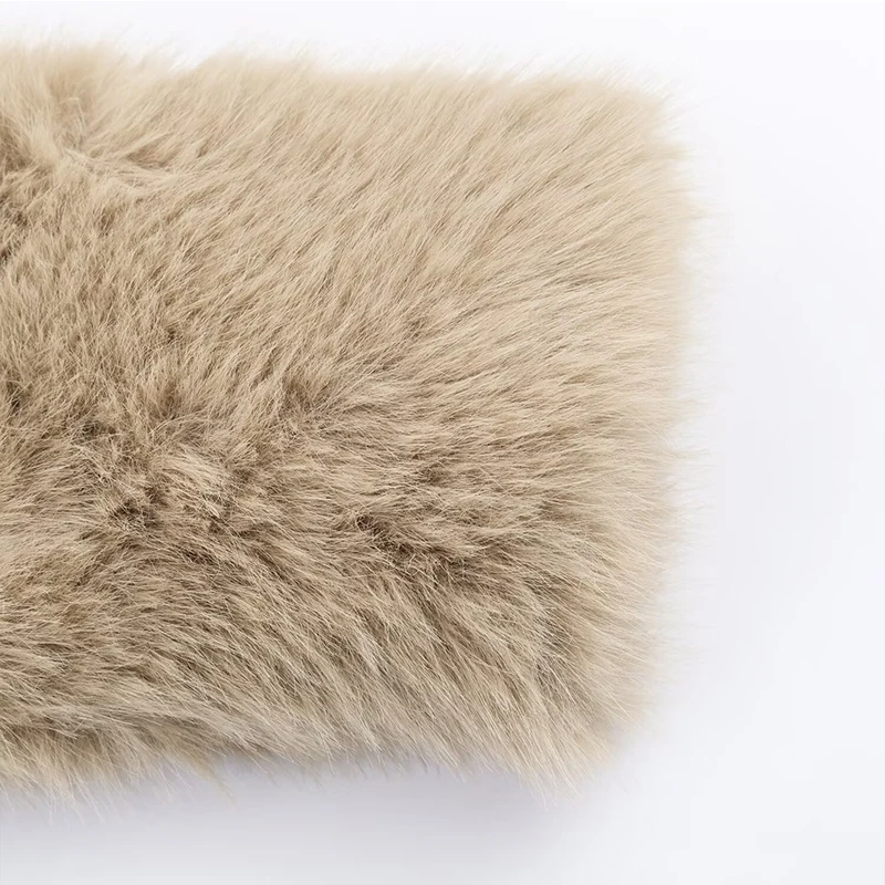 Women Fashion Cropped Faux Fur Jacket Coat Long Sleeve Casual Female Outerwear Chic Lapel Collar Thick Warm Coat