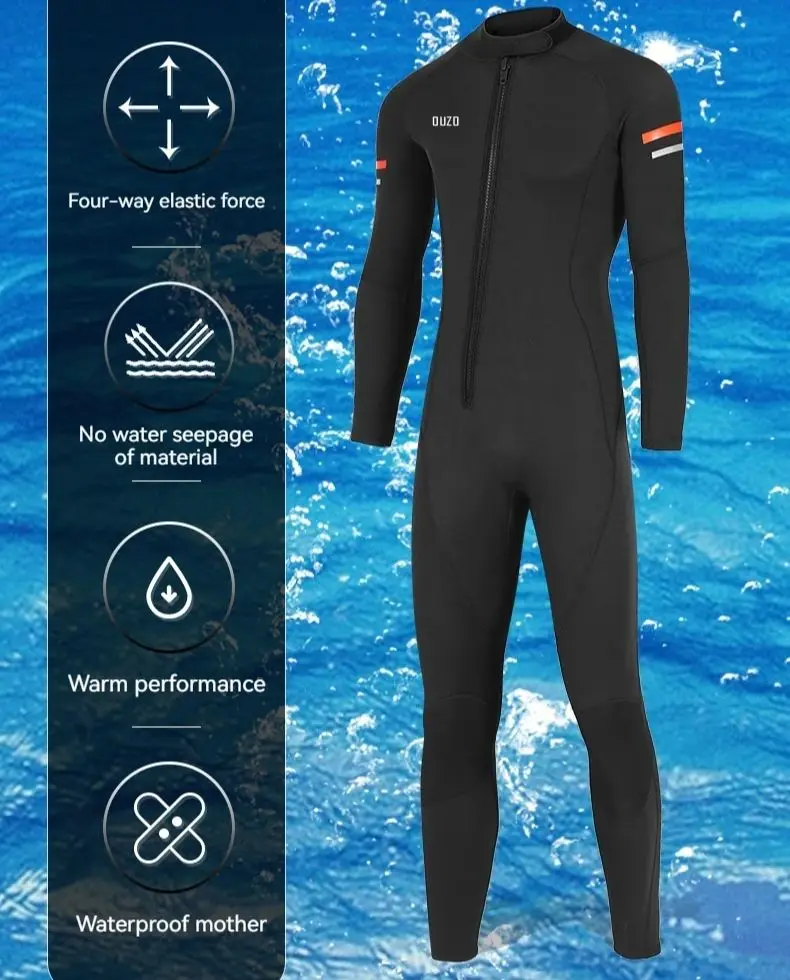 Combinaison De Plongée Zip Avant - Néoprène, Taille Normale, Pour Apnée, Surf, Kayak