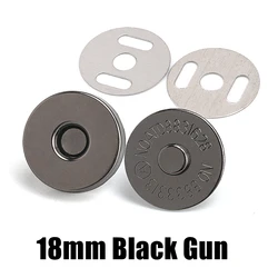 Set of 10 Magnetic Snap Fasteners for Handbags and Crafts, 14 - 18MM (18mm Black Gun)
