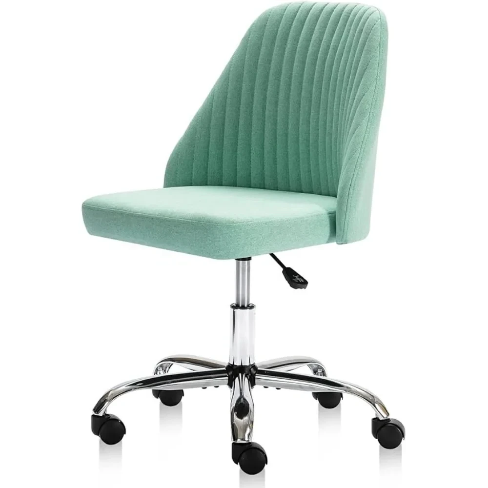 

Office Chair Cute Desk Chairs, Modern Fabric Home with Wheels, Mid-Back Armless Vanity Swivel Task Chaires