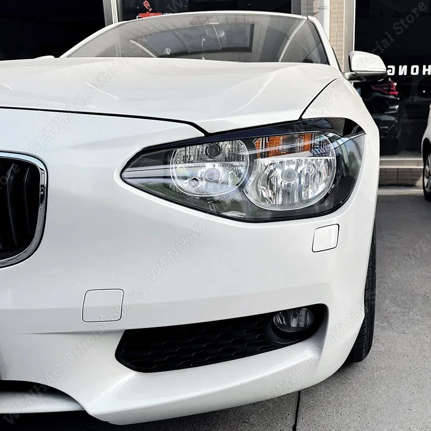 BMW 1 시리즈 F20 F21 118i 120d 120i M135i Pre-Lci 2011-2015 용 광택 블랙 자동차 전조등 눈꺼풀 Eyebrow 스티커 ABS