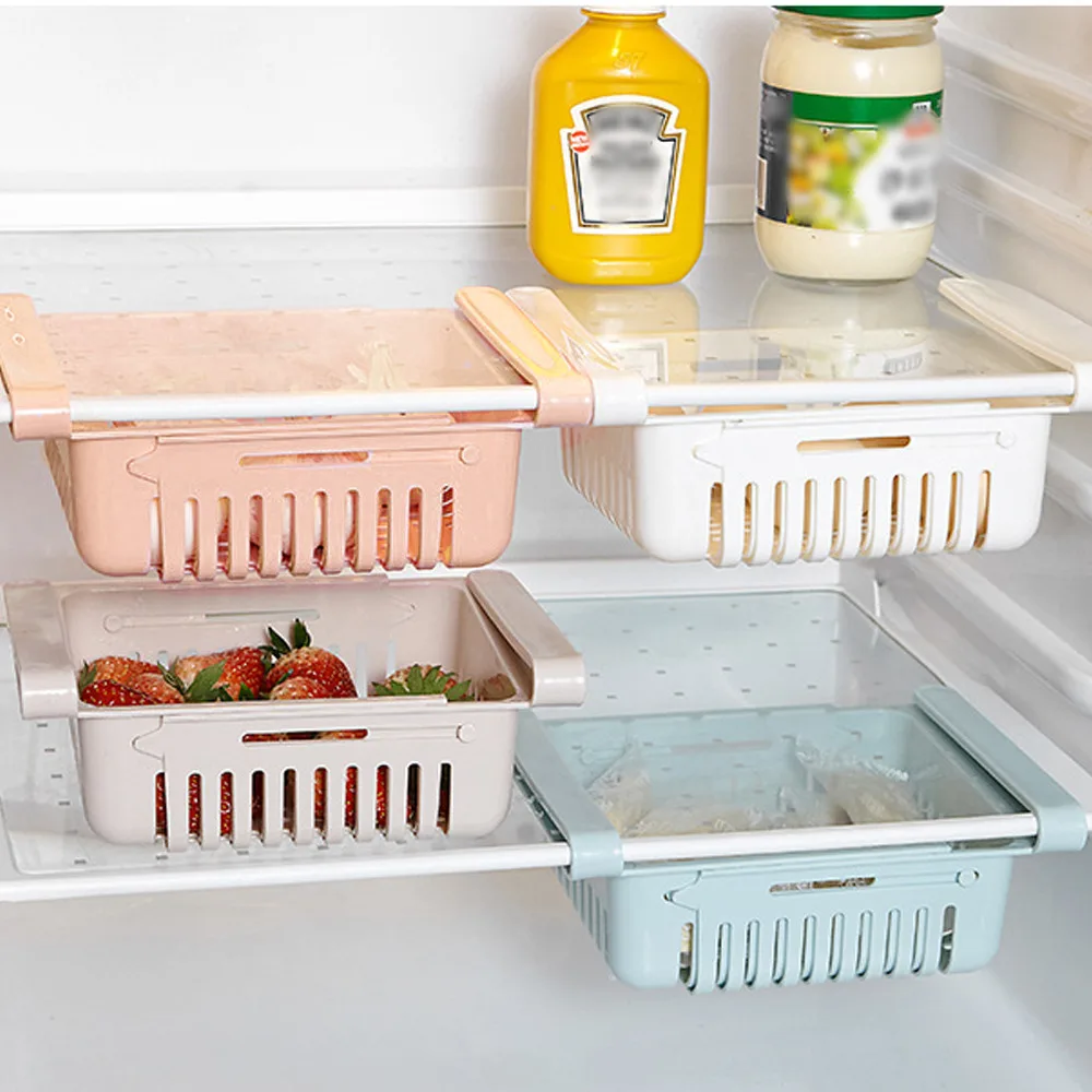 Cabinet Hanging Food Storage Box Plastic Clear Fridge Organizer Slide Under  Shelf Drawer Box Rack Holder Refrigerator Drawer - AliExpress