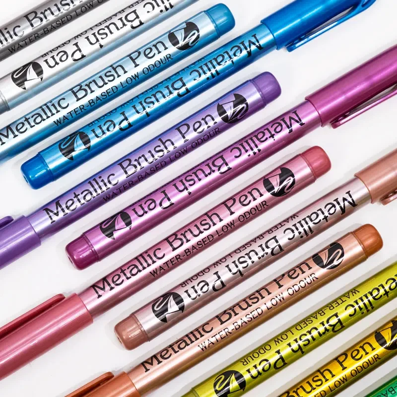 12/24 Colors Metallic Markers Pens colors Paint Pens for Black Paper, Glass,Rock Painting,DIY Scrapbook Album Student stationery 5