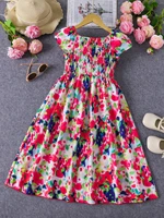 Vêtements pour filles, robes longues douces et mignonnes pour le printemps et l'été, robes de plage à manches courtes, robes longues à fleurs 2