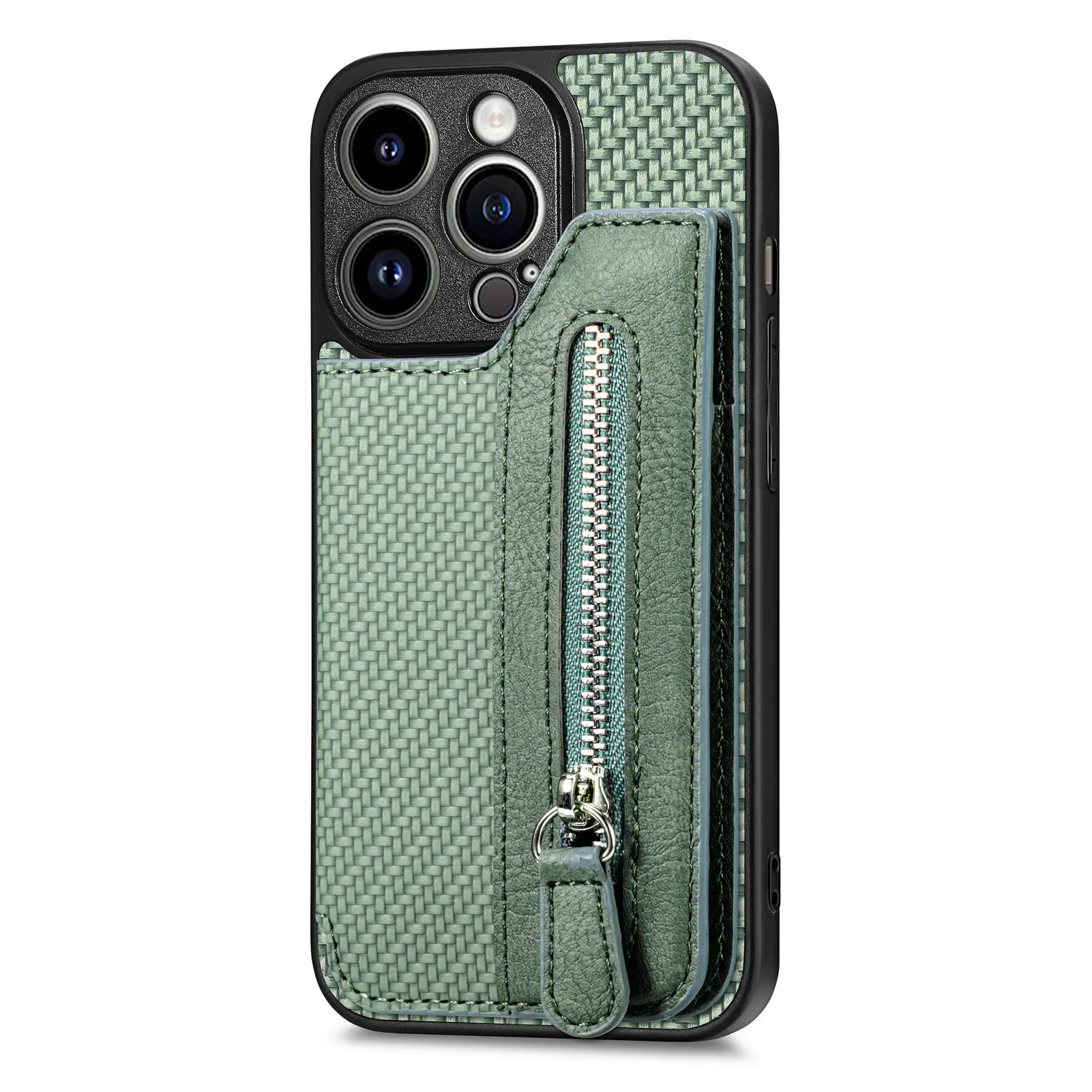 Zipper Pocket Wallet Case with Microfiber and Anti-Drop Protection - 4 Card Slots