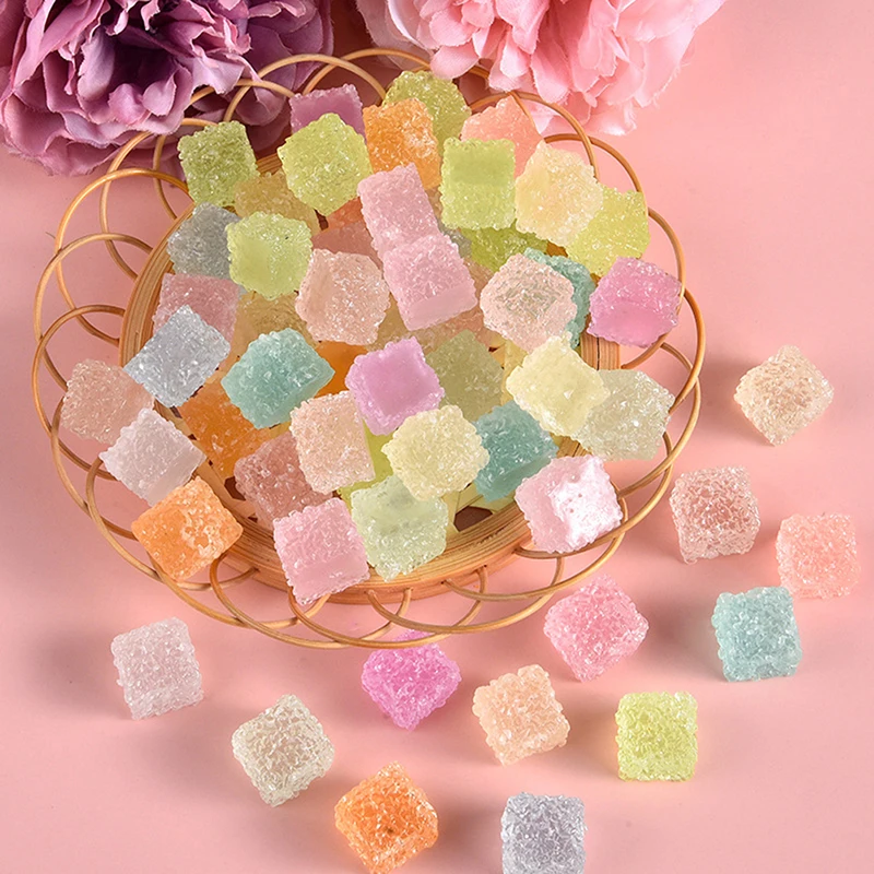 

10pcs Mini Luminous Colorful Square Sugar Food Game Flatback Resin Cabochons DIY Scrapbook Embellishment Phone Craft Decoration