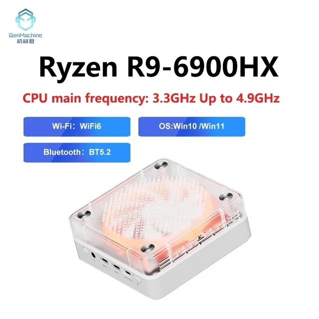 ﻿   GenmachineAMD Ryzen 9 6900HX Mini PC 16G RAM 256G ROM Windows 11 Ryzen WiFi 6 PC de jeu DDR5 4800Mhz bricolage ordinateur de jeu 1