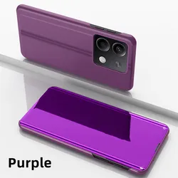 Enhanced Mirror Flip Case with Kickstand and Shockproof Protection - Sleek Protective Cover and Stylish Shell for Poco X5 Pro (PURPLE)