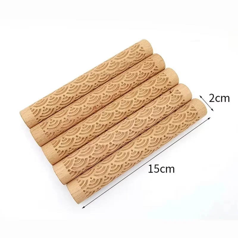 Clay Modeling Pattern Rollers Wooden Texture Rollers for Clay Pottery Handmade Roller Set Snowflakes Stars Wood Wave polymer clay tools,pottery tools,clay sculpting tools,pottery sculpting tools,clay craft tool