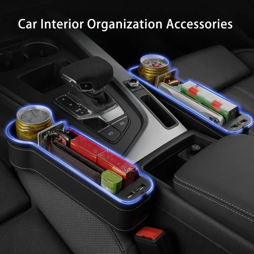

Car Seat Storage Box Organizer Seven-color Led Car Storage Box Multi-functional Car Seat Organizer with Rgb Charging Enhance