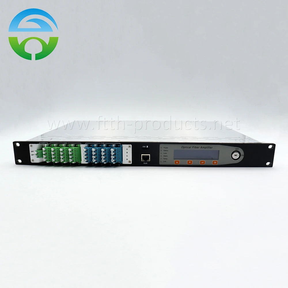 1550nm CATV Optical Amplifer 16x22dBm With WDM LC/APC Dual Power Supply EDFA