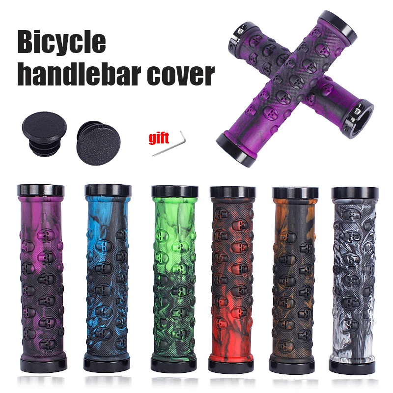 Mountain bike anti slip handle cover shock-absorbing handle aluminum alloy locking rubber handle cover flying bike handle cover