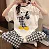 Disney Cartoon Mickey Winnie Snow White Pajamas Ladies Summer Short Sleeves Cute Pants Thin Girls Loose Homewear Pajamas Set 1