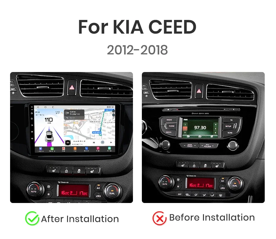 Qualcomm-Chip 8-Kern für KIA CEED JD Cee'd 2012–2018, kabelloses CarPlay für Apple Android Auto, Autoradio, GPS, IPS, RDS, FM, WiFi, BT, 4G – Detail 4