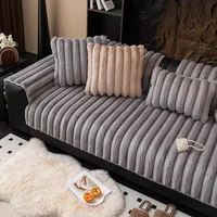 Winter Thickened Plush Sofa Cushion Simple Solid Color Home Living Room Decoration Soft Comfortable Non-slip Settee Seat Cushion 2