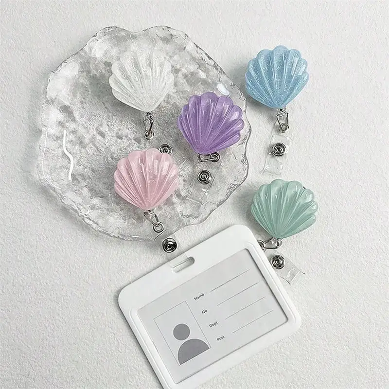 Cute Transparent Shell Retractable Badge Holder Scroll With Clip Id Lanyard Name Tag Clip For Doctor Nurse Office Supplies