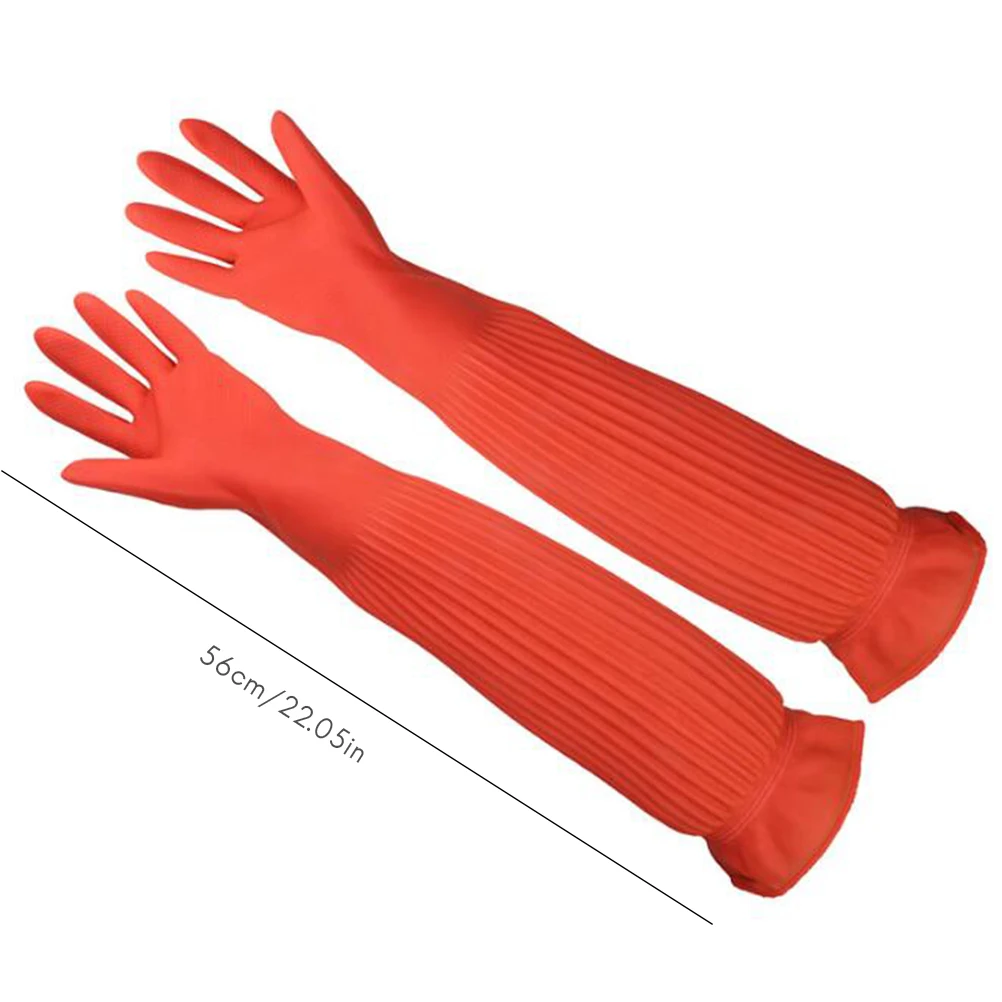 45/56cm Latex Long Gloves Aquarium Fish Tank Industrial Thick Protective Gauntlets Waterproof Rubber Dishwashing Gloves dishwashing gloves,safety gloves,protective gloves,cleaning gloves