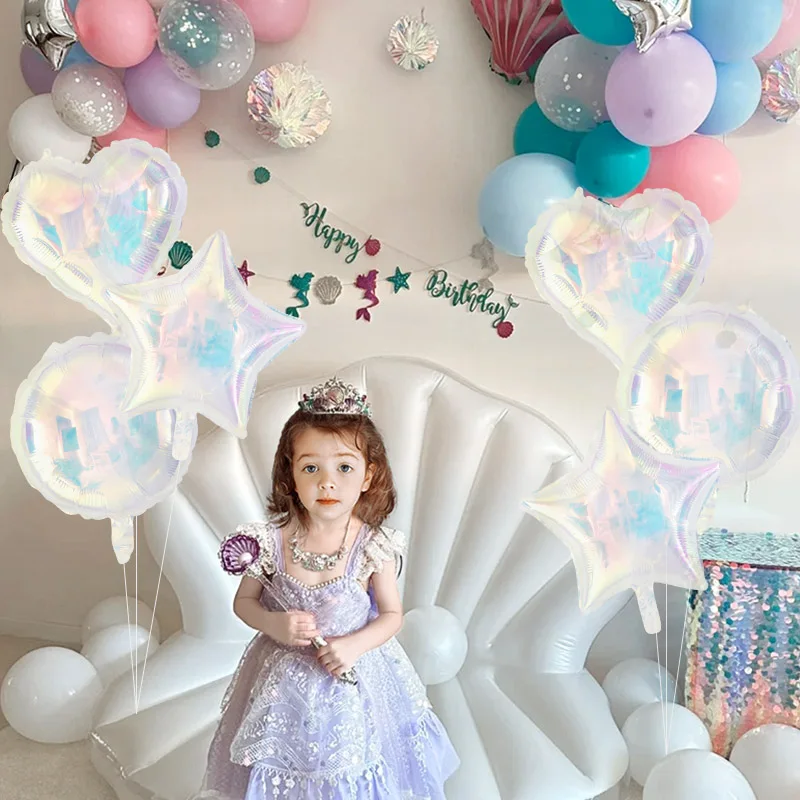 3/12 stücke Laser transparente Folie Ballon Stern Herz Helium Luft Globos für Kinder Geburtstags feier Baby party Weihnachts dekoration – Detail 1