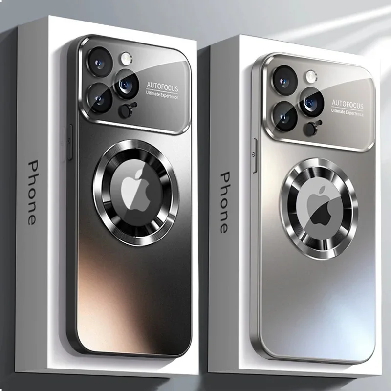 Titanium Metallic Luxury Matte Case with Glass Lens Camera Protection and MagSafe Compatibility