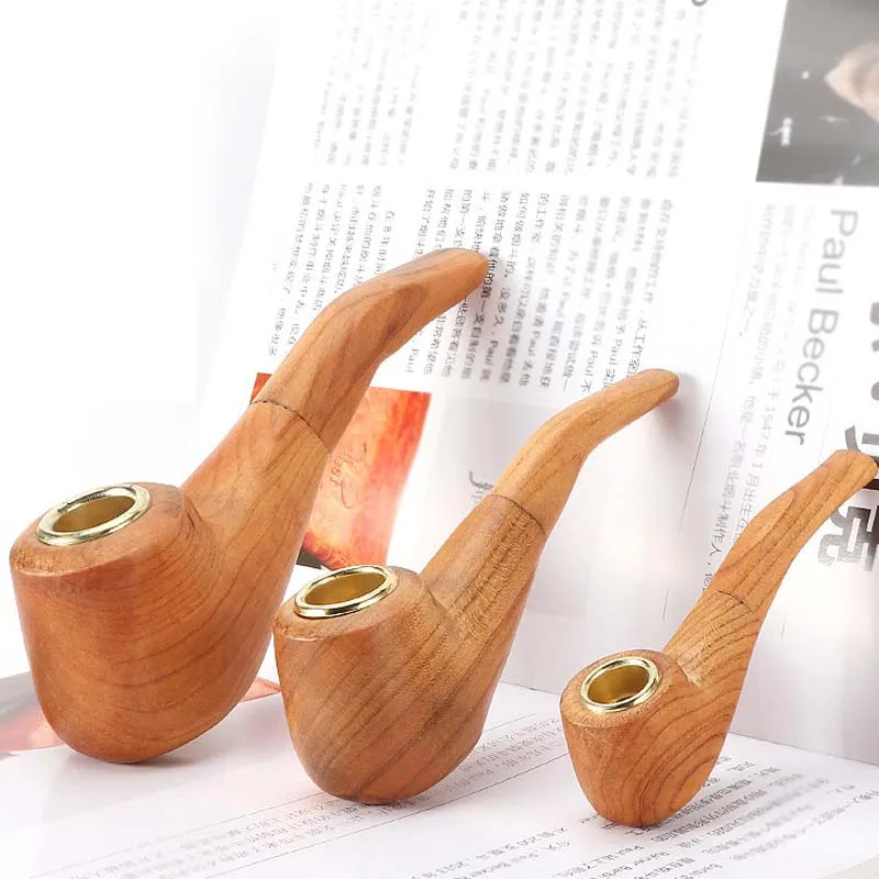 Wooden Smoking Tobacco Pipe Classic Curved Tobacco Filter Pipe Wood Smoking Wooden Gift tobacco pipe