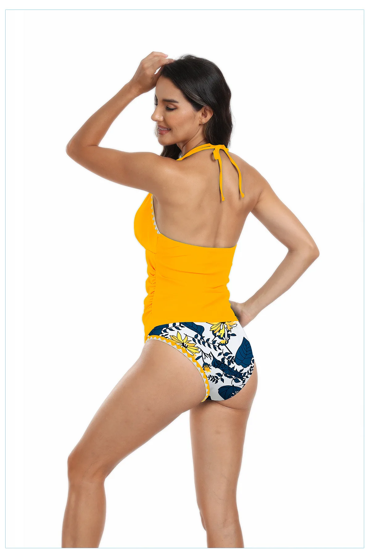 New European and American swimwear women's oversized split swimwear with floral bud edging Bikini set