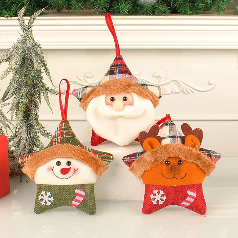 

Рождественская подвесная елка с Санта-Клаусом, оленем, украшение для рождественской елки, креативная плюшевая игрушка, Рождественский кулон с пятиконечной звездой
