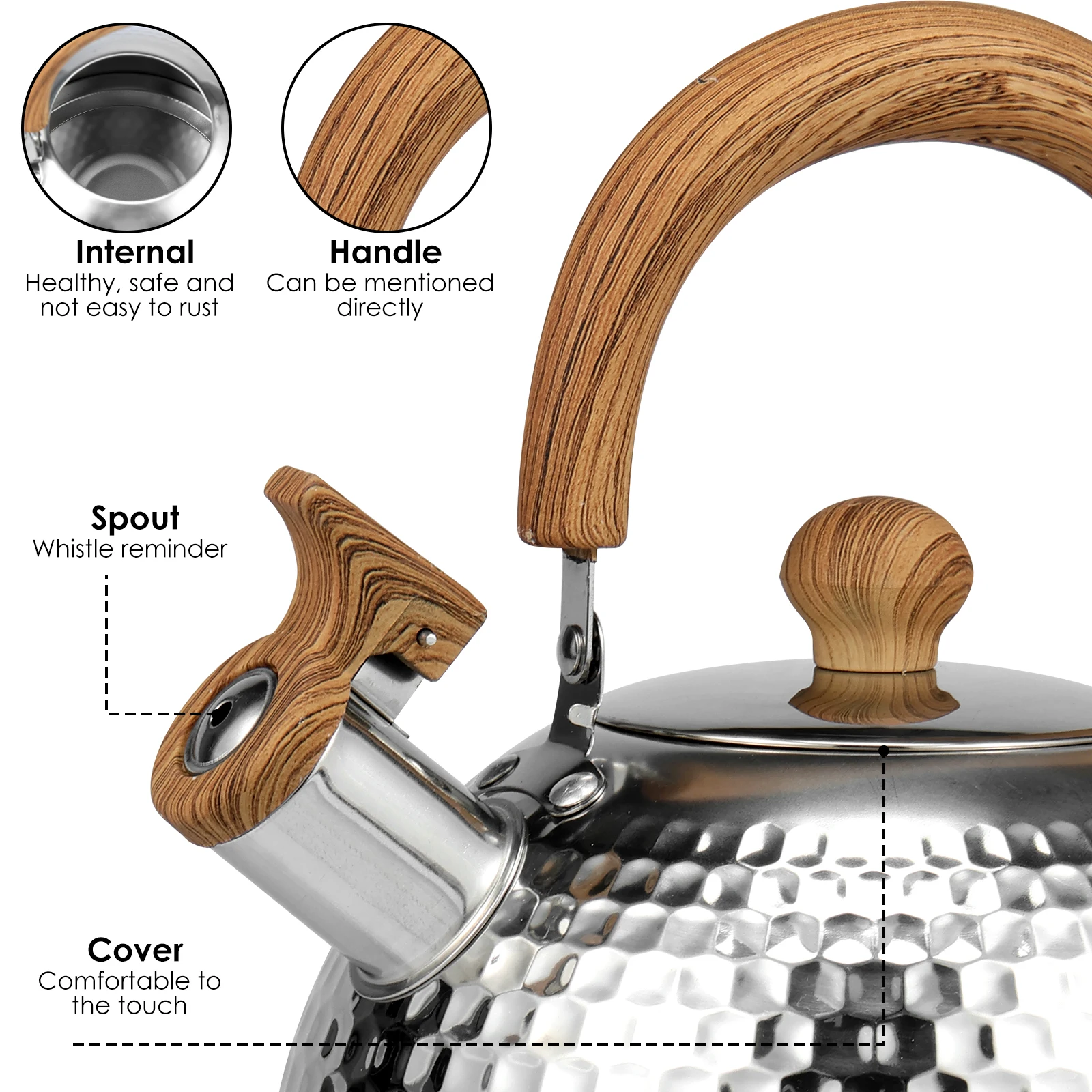 Tea Kettle 3/2L Anti-scald Handle Food Grade Stainless Steel Stove Top Rustproof Whistling whistling teapot