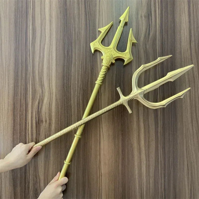God Of Sea Trident Game Movie Toy Weapon Sword Adult Kid Gift Gold Fork Retro 75cm/100cm Cosplay Safety PU Weapons Prop