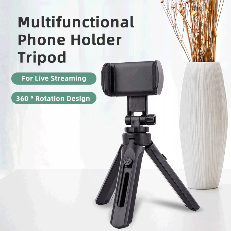 

MAMEN Retractable Phone Holder Desktop Tripod with 360° Rotating Clamp for HUAWEI Xiaomi Smartphone for Live Streaming Vlog