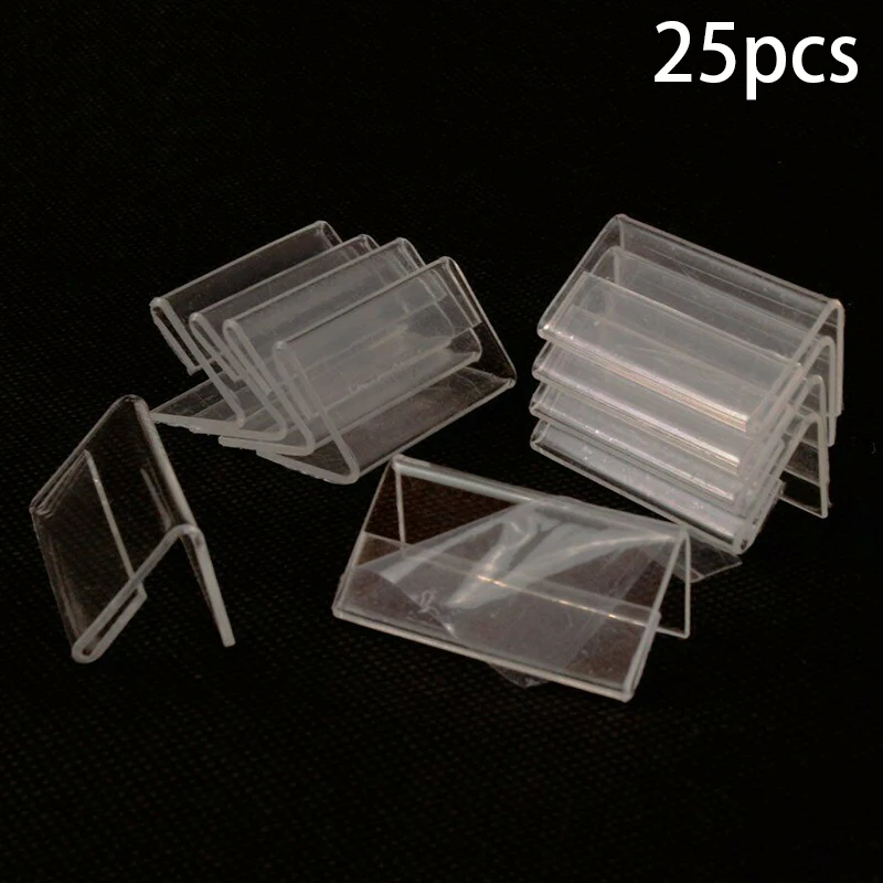 Acrylic Display Holder 25Pcs L-Shaped 6x4cm Business Card Transparent Deskstop Sign Frame Price Tag Poster Rack