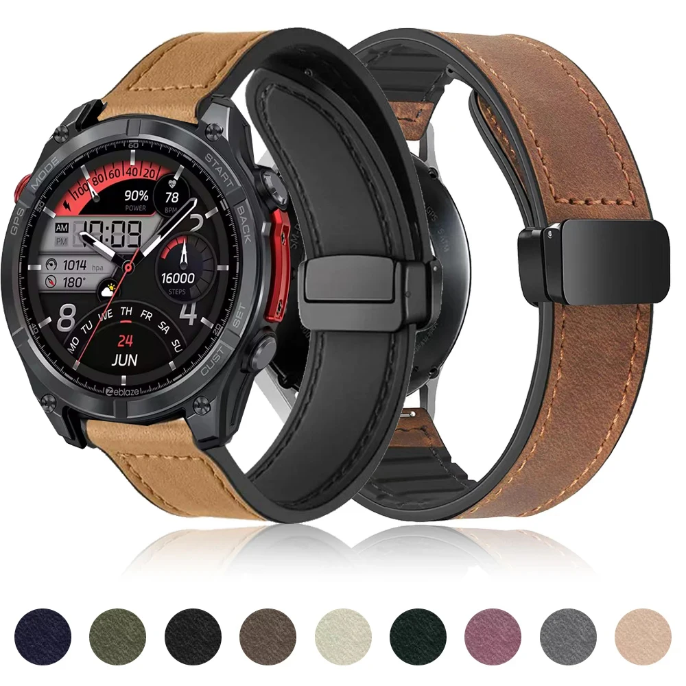 Premium Leather Silicone Strap for Smart Watch - 20mm/22mm Band, Wristband Bracelet