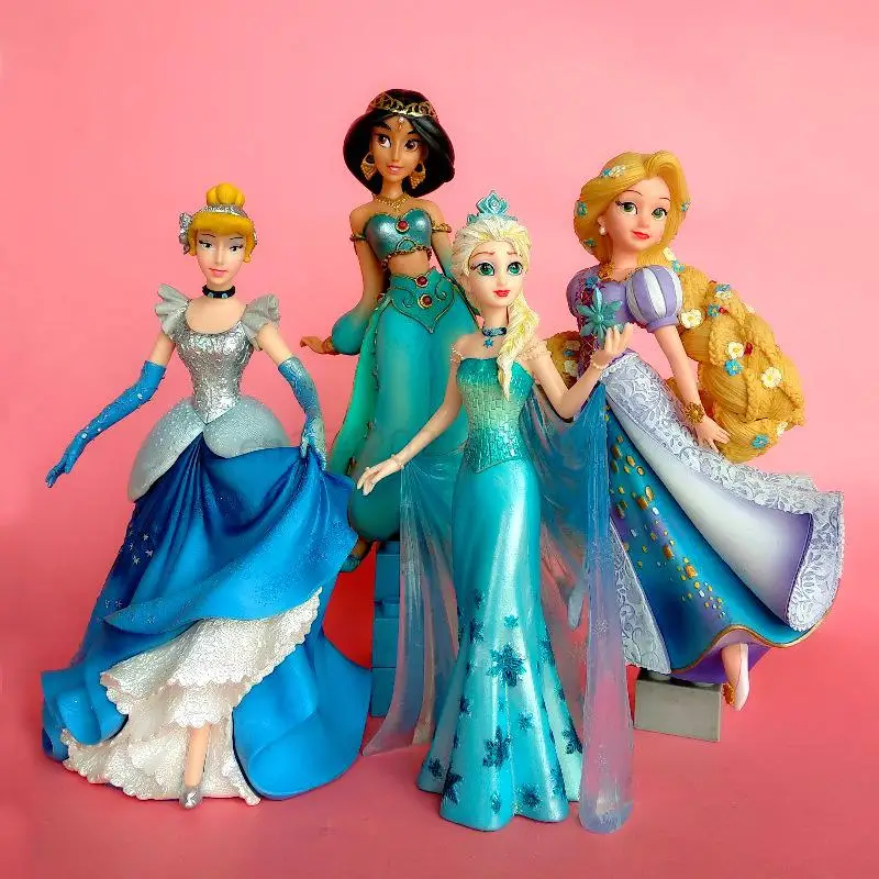 20cm Disney Princess Ornaments Snow White Cinderella Long Hair Bell Ariel Anime Action Figure Model Collection Set Toy For Child deadpool toys