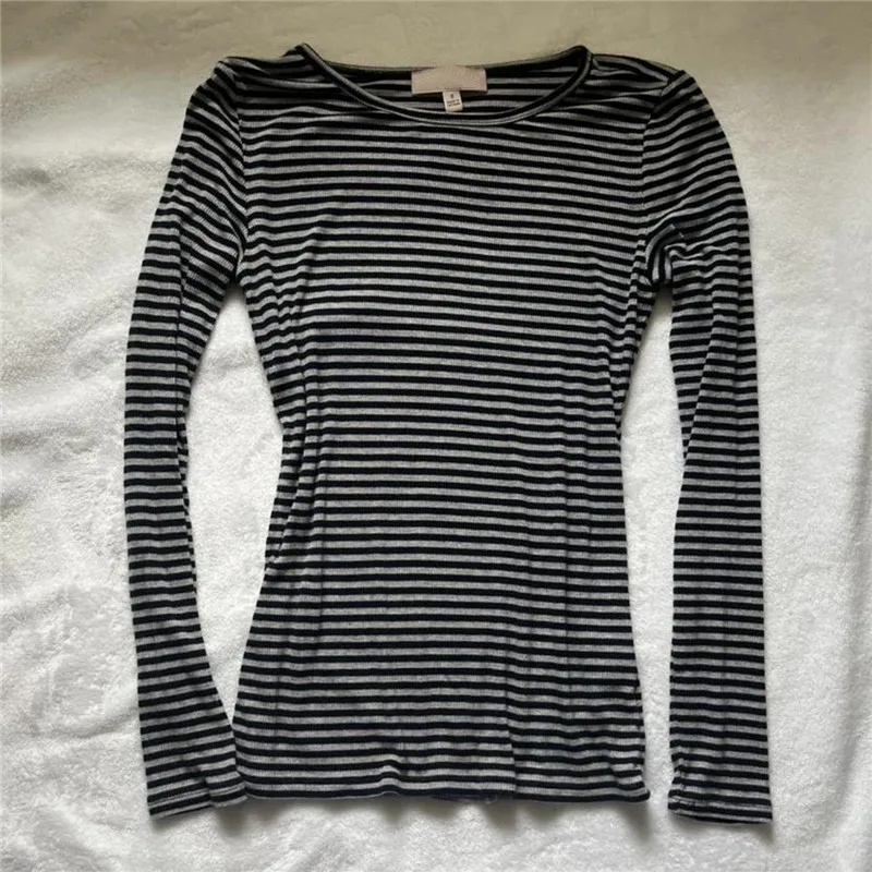 Vintage Aesthetic Striped Top Grunge Fairycore Casual Long Sleeve T Shirt y2k Women Clothes 2000s Tee Autumn Streetwear