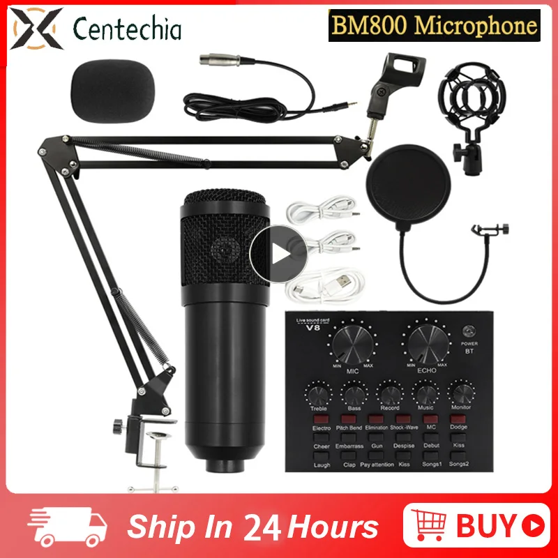 Microfone Condensador Profissional Gravação de Som Kits de Microfone de Estúdio para Computador Ktv Radiodifusão Gamer Karaoke Microfone Bm800