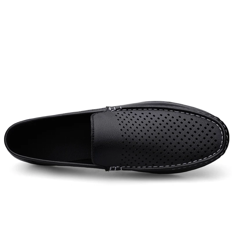 Summer Brand Men Shoes Casual Leather Hollow Out Moccasins Men Breathable Slip on Luxury Italian Men White Loafers Plus Soze 47 2