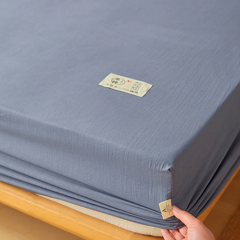 Cotton Fitted Sheet with Elastic Band Anti-Slip Mattress Cover for Single Double Queen King Bed Adjustable Plain Fitted Bedsheet 2