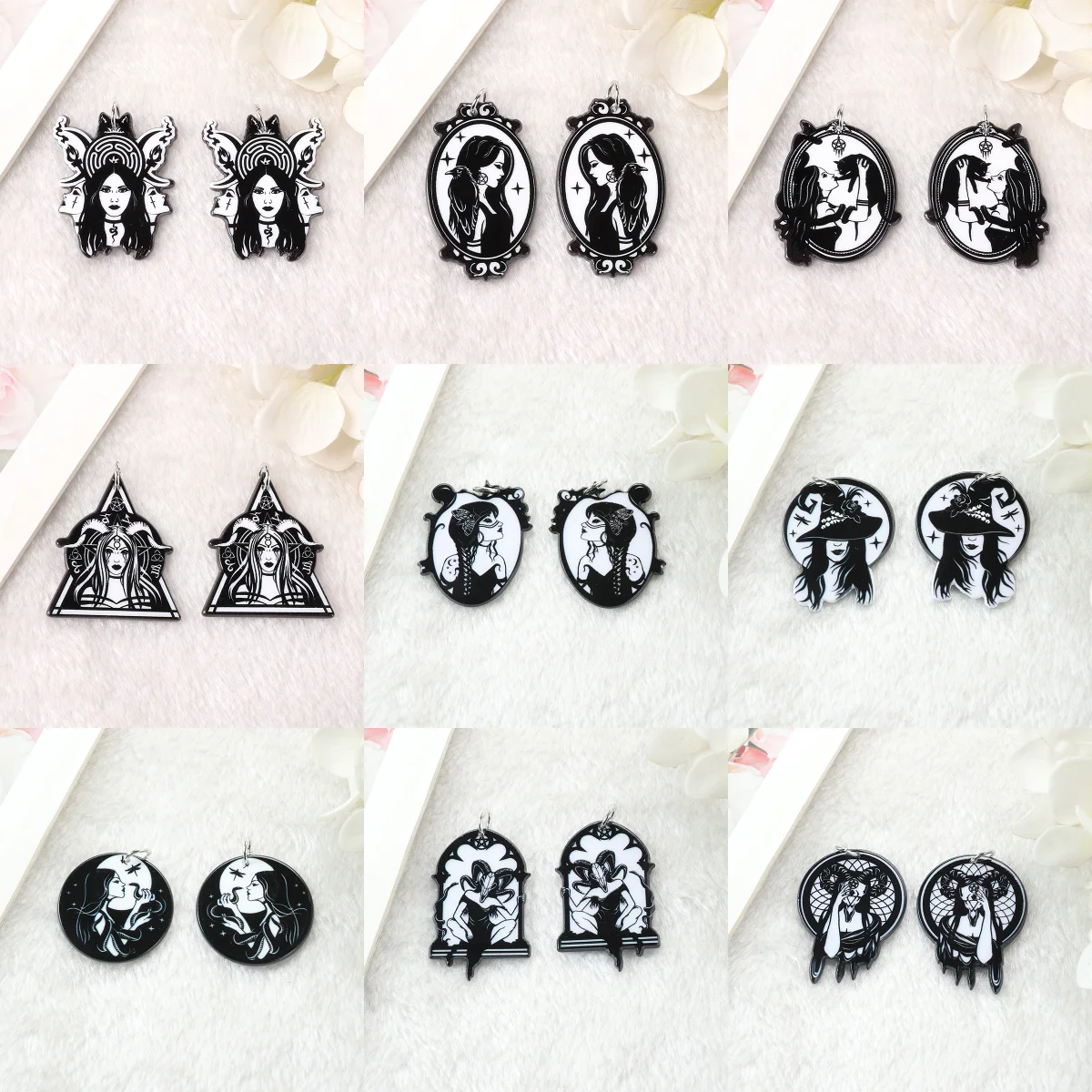

6 шт. Волшебная черная ведьма, девушка, мотыльница, акриловые подвески для самодельных сережек, браслетов, ожерелий, ювелирных изделий