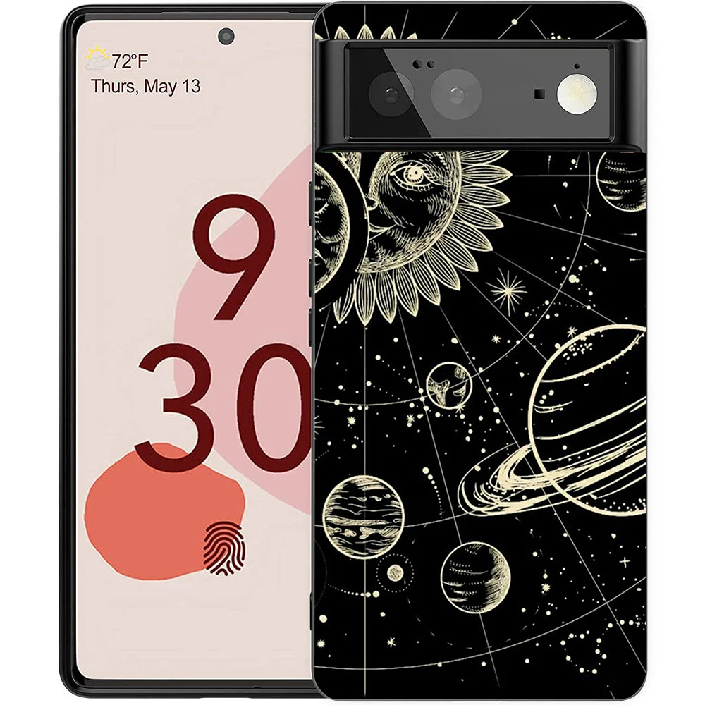 Suns Moons Clouds Astrologische Handyhülle für Google Pixel 8 7 6 7A 6A Pro 5G, stoßfestes Silikon, 9 Pro XL 8 Pro 5G Shell – Detail 3