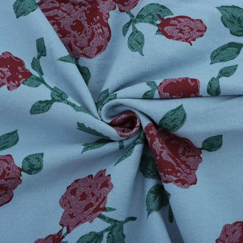 Pure Cotton Autumn Winter Floral Print Fabric Water-Based Dye Casual Shirt Material Full Branch Bud Patterned Cloth