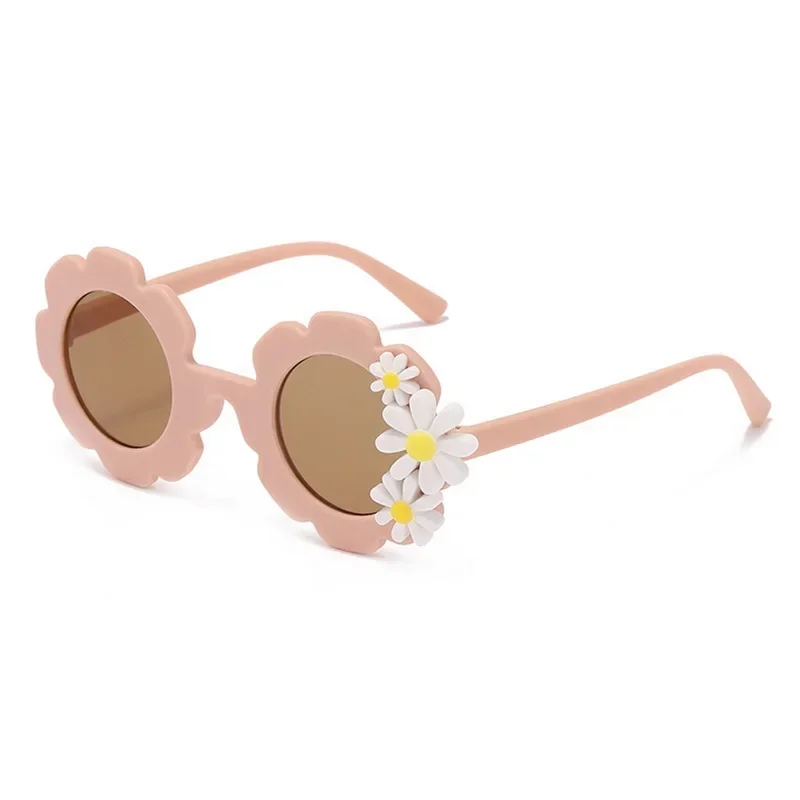Kids Cute Round Sunflower Sunglasses Boys Girls Outdoor Travel Beach Acrylic Sun Glasses Sun Shade Eyewear UV400 Gafas De Sol