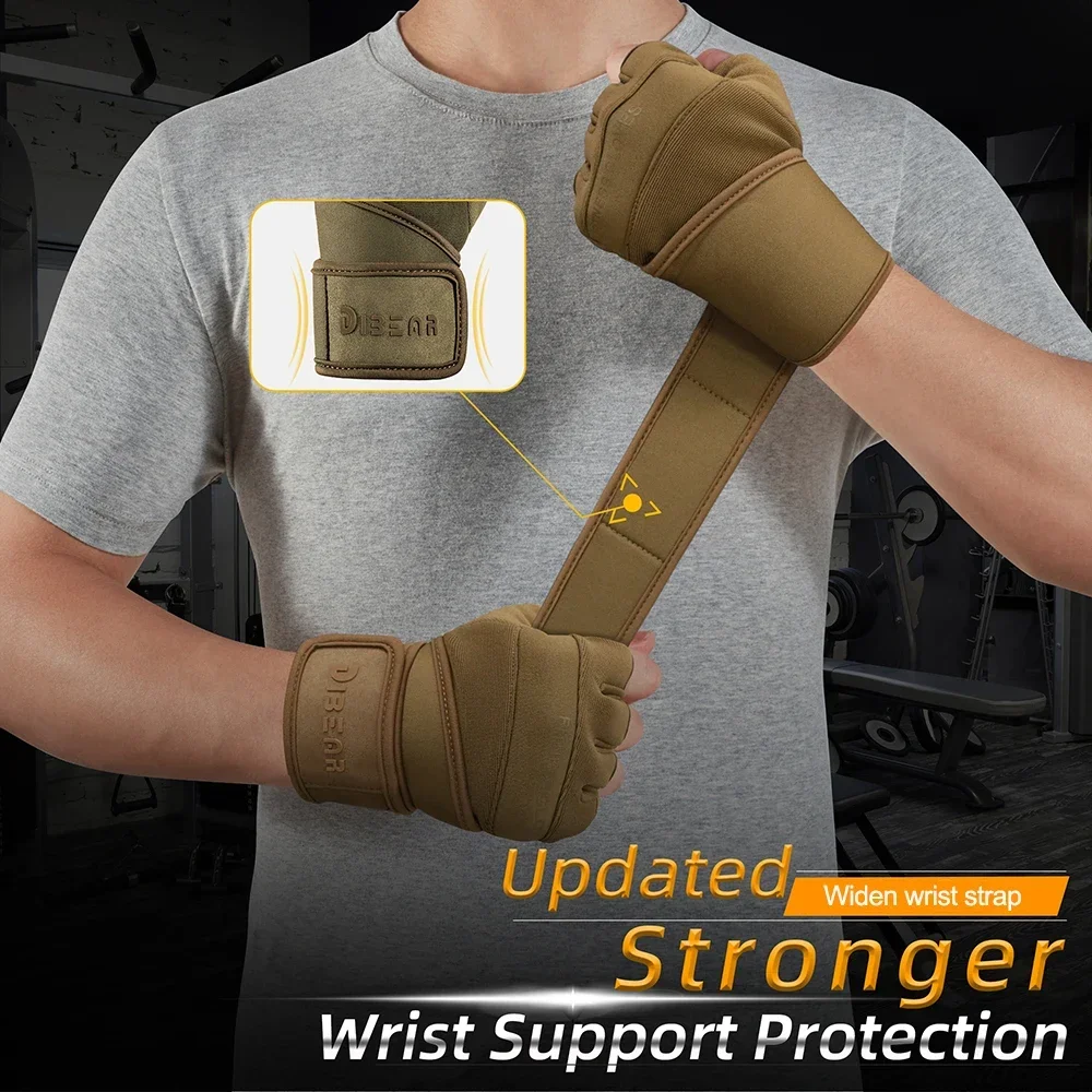 Description Picture 6 of itemNEW Half Finger Gym Gloves Weightlifting Dumbbell Training Anti-Slip Fitness Gloves with Wrist Support Workout Crossfit Exercise