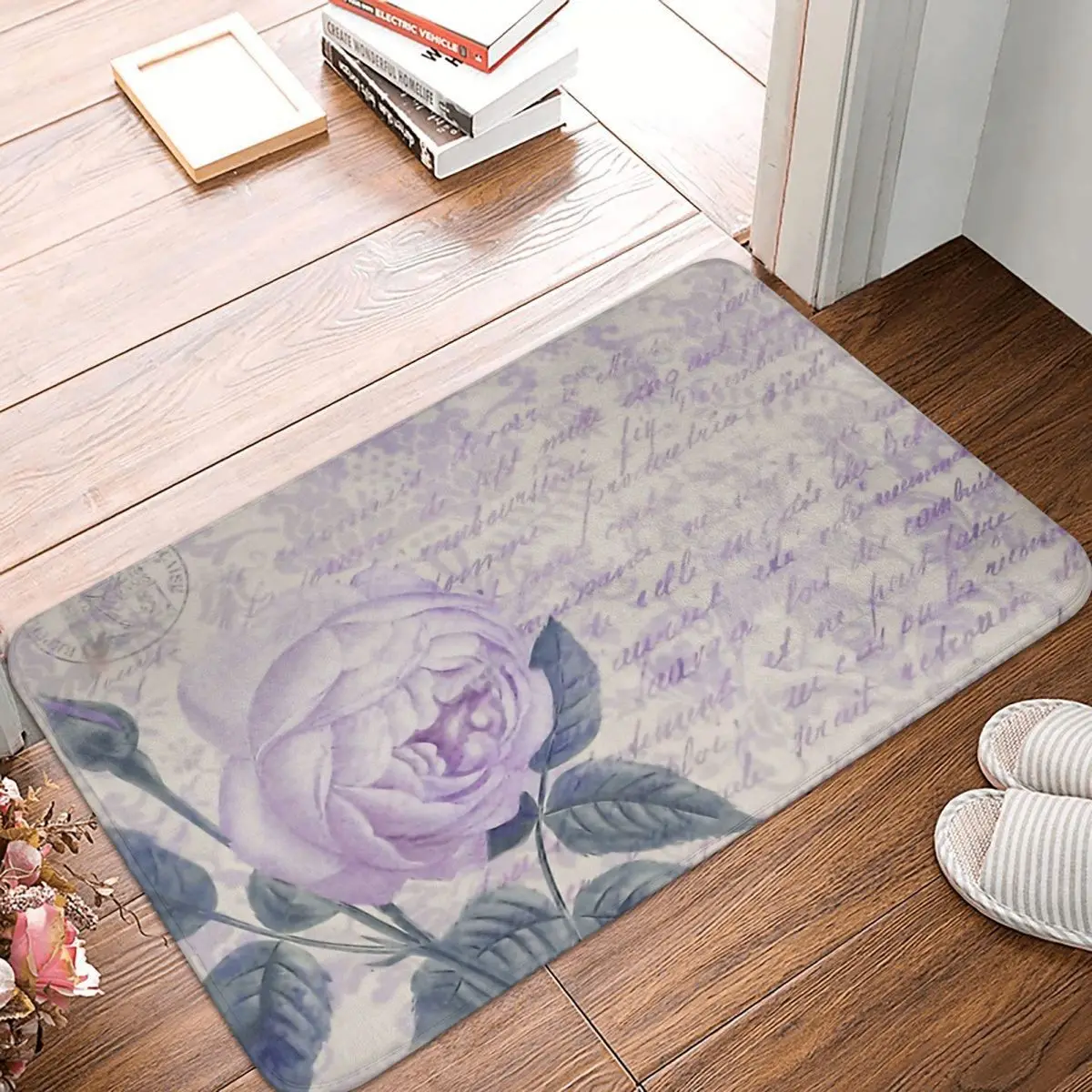 

Бледно-Лавандовый потертый шикарный нескользящий Придверный коврик, кухонный матовый декоративный коврик для спальни