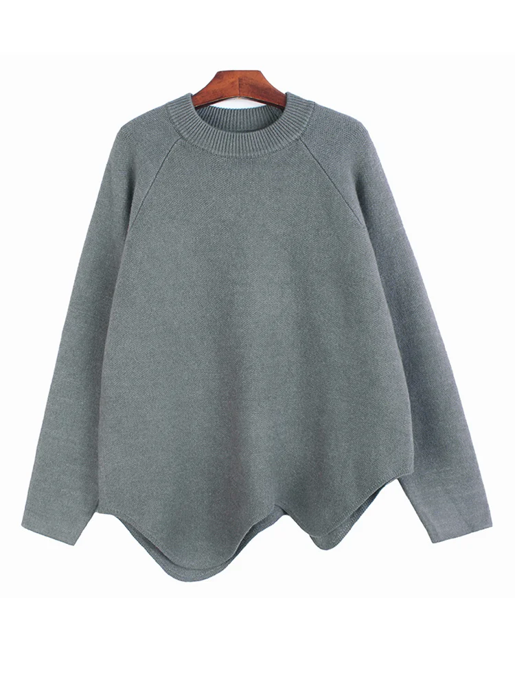 

Big Size Irregular Knitting Sweater Round Neck Long Sleeve Women Pullovers New Fashion Autumn Winter 2022 C803