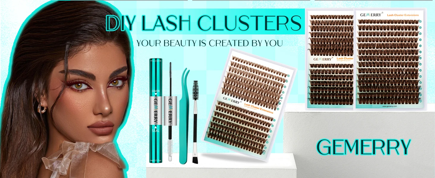 Description Picture 2 of itemGEMERRY 40D/80D/100D/200D 280Pcs DIY Eyelash Extension Kit Brown Fluffy Cluster Lashes D Curl Lash Bond and Seal, Lash Tweezers