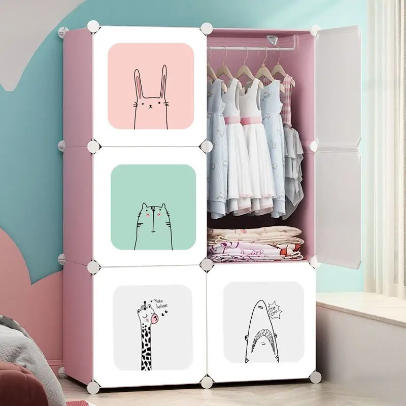 Children's Wardrobe Small Girl Clothes Baby Storage Cabinet Plastic Wardrobes Clothings Closet Cheap Dresses Room Girls Assembly