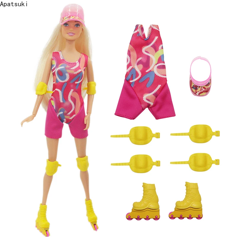 Film Pink Fashion Skating Clothes Set Per Barbie Doll Outfits Tuta Scarpe Skate Accessori 1/6 Accessori Per Bambole Giocattoli Per Bambini