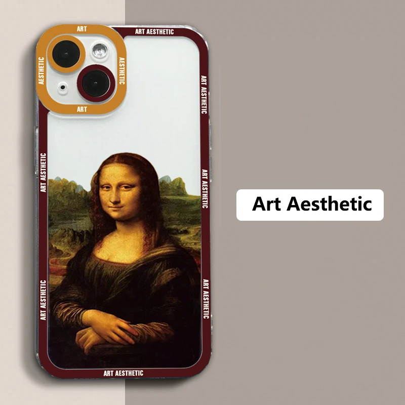 thumbnail image 1 of Great Art Aesthetic David Mona Lisa Clear Phone Case For iPhone 15 14 13 12 11 Pro Max Mini XS X XR SE 2020 7 8 Plus Soft Cover, 1 of 5