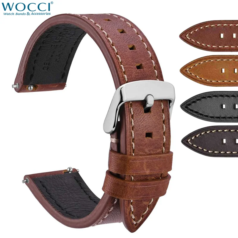 WOCCI 22mm siliconen horlogeband met gebogen strepen, snelsluiting, zilveren gesp (Zwart
